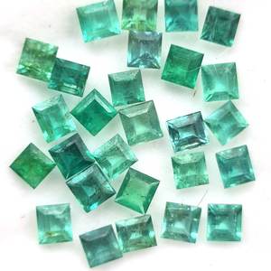 Lot en gros de pierres précieuses naturelles émeraude de Zambie, carrées et facettées, pour la fabrication de bijoux, pierre verte - Product Image 6