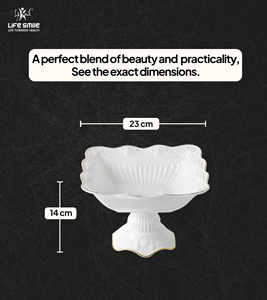 ชามผลไม้พร้อมขาตั้ง ขอบทอง ดีไซน์หรูหราทันสมัย ผลิตจากเซรามิกเนื้อละเอียดคุณภาพสูง ปลอดสารพิษ ขัดเงา เหมาะสำหรับงานเลี้ยง - Product Image 2