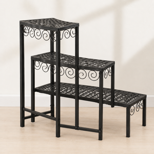 Soporte de Metal Negro de 3 Niveles para Plantas, Estante Decorativo para Macetas de Jardín, Exhibidor para Interiores y Exteriores - Product Image 2