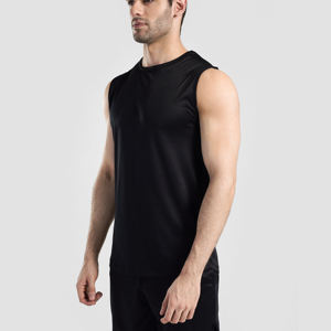 Camiseta sin mangas transpirable de punto informal elegante para hombre, para gimnasio, fitness y entrenamiento - Holgada, sin mangas, de poliéster/algodón - Product Image 3