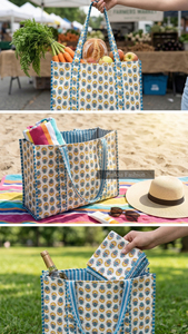 Bolso Tote Grande de Algodón Acolchado con Estampado Floral Hecho a Mano en Jaipur para Primavera/Verano, con Cremallera, Ecológico, para Playa o Viaje, para Mujer - Product Image 5