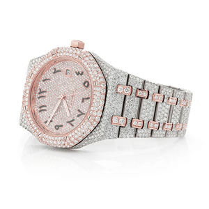 Montre pour homme en acier inoxydable avec bracelet de 20 mm, sertie de diamants Moissanite VVS, style luxe, hip-hop, quartz - Product Image 2