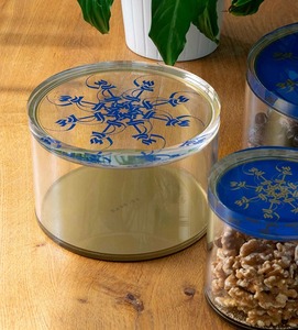 Conteneur de stockage alimentaire en acrylique de qualité supérieure avec couvercle en bois incrusté de coquille de MOP, finition laquée élégante - Product Image 1
