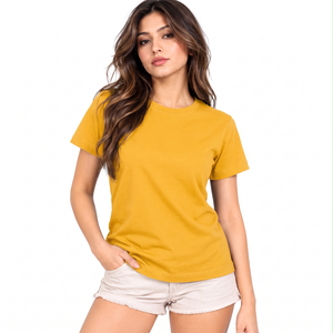 Camiseta personalizada para mujer, de alta calidad, 100% algodón, cuello redondo, informal, básica, deportiva, para verano, gimnasio. - Product Image 5