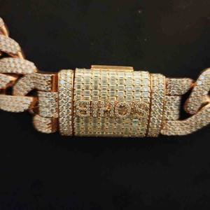 Cadena cubana de moda con incrustaciones de circonitas, plata de ley 925 cultivada en laboratorio, cadena de eslabones de 24 mm, unisex, 600 g, regalo para amantes de la joyería hip hop. - Product Image 3