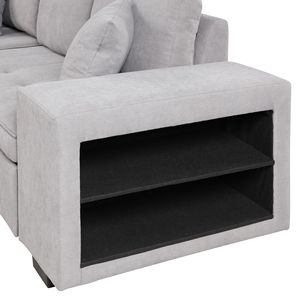 Divano Sezionale a L Reversibile da 265,7 cm con 3 Posti, Letto Estraibile, Chaise Longue con Contenitore e 2 Sgabelli - Arredamento Soggiorno - Product Image 4