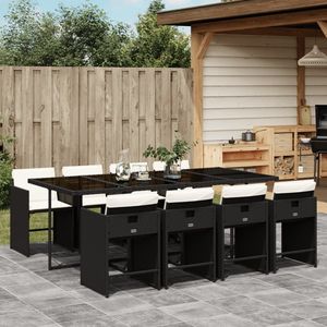 Set da Pranzo da Giardino per 8 Persone in Rattan Nero, Arredamento da Esterno in Stile Contemporaneo Resistente alle Intemperie - Product Image 1