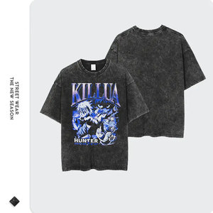 Camiseta Gráfica Lavada de Tela Gruesa, Estilo Urbano Oversize, Camiseta con Gráficos Lavados al Ácido, Camiseta Urbana de Corte Holgado - Product Image 2