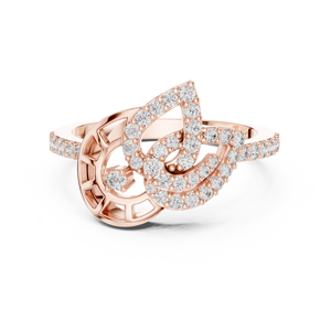 Bague Moderne en Grappe, Bague Géométrique Abstraite en Diamant, Bague Asymétrique en Or Prisme, Bague Double Bande Scintillante Mosaïque, Av - Product Image 1