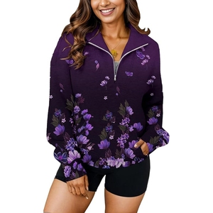 Sudadera Oversize de Mujer con Cierre de Cremallera a la Mitad y Manga Larga - Product Image 1
