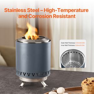 Braciere Portatile da Tavolo in Acciaio Inossidabile da 6 Pollici per Interni/Esterni con Bruciatore a Alcool per S'mores C-Users - Product Image 5