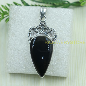Black Onyx Pendant 925 Sterling Silver Handmade Vintage Boho Arrow Shape Gemstone <b>Jewelry</b> Women Men Gift Necklace for <b>Sister</b> Mom - Product Image 3