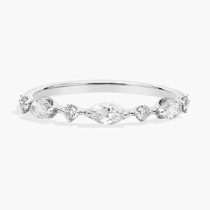 14K Yellow Gold Marquise Round Lab Grown Diamond Band <b>Ring</b> - Product Image 5