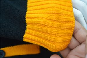 Black <b>Yellow</b> Gold V Neck Solid Color Cardigan Sweater Unisex Button Front Machine Knitted Acrylic Wool Autumn School Uniform - Product Image 5