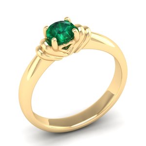 Bague solitaire en or massif 14 carats avec émeraude ronde de 0,5 carat, prix de gros REYES, bijoux fins pour femmes - Product Image 2