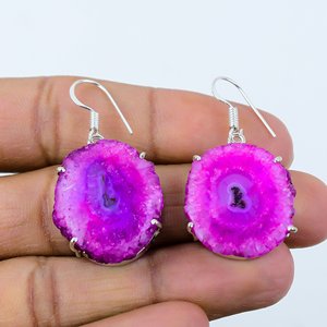 Wholesale Pink Solar Quartz Handmade Dangle <b>Earrings</b> Drop <b>Earrings</b> for Gifts - Product Image 4
