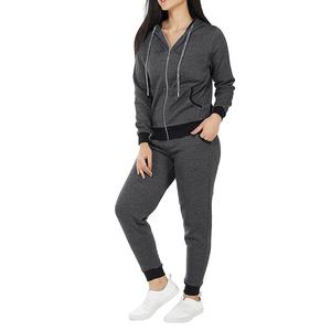 Survêtement à blocs de couleurs pour femmes avec design moderne Survêtement pour femmes avec sweat à capuche court et pantalon taille haute - Product Image 5