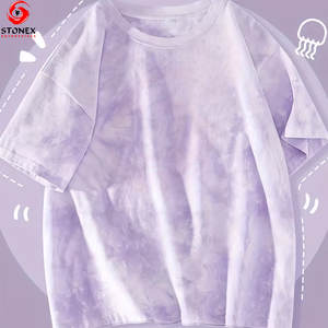 T-shirt vierge personnalisable à col rond respirant pour femme, avec logo imprimé sur mesure, style tie-dye tendance, toutes saisons - Product Image 2