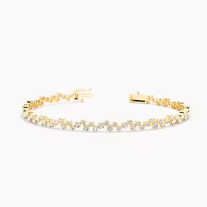 Lab Grown Diamond Bracelet for Women and <b>Men</b>, Mix Cut Diamond Yellow Bracelet For Wedding, Solid Gold moissanite Bracelet - Product Image 1