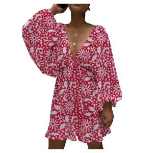 Vestido Midi de Fiesta Estampado con Cuello en V y Manga Farol para Mujer, Cintura Natural, Ecológico, Superventas, Verano 2026 - Product Image 2