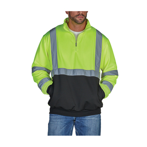 Men & Women Unisex Fleece Work <b>Jacket</b> 1/4 Quarter Zip Front Roadway Safety Solid Direct Supply From Pakistan - Product Image 5