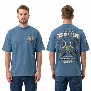 T-shirt da uomo Red Racing Team in cotone pettinato con scollo rotondo, traspirante, con stampa casual, di alta qualità, con spalle scese - Product Image 2