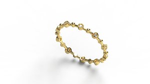 Anillo de Diamantes Redondos con Bisel Acordonado de Oro de 18K, Anillo de Eternidad Completo, Anillo Apilable Texturizado, Joyería Fina para Mujer - Product Image 2