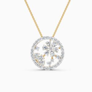 Collier pendentif floral en diamant cultivé en laboratoire de 1,07 ct en or jaune, blanc et rose 9 carats - Product Image 3