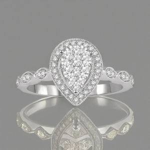 Diamante de Laboratorio de Lujo con Diseño de Gota de Oro Sólido de 10K, Impresionante Doble Halo, para Compromiso, Aniversario o Propuesta - Product Image 3