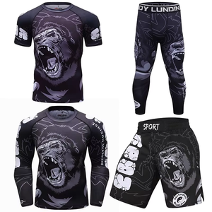 Chemises de compression pour hommes MMA BJJ UPF50 anti-UV, design OEM, impression sublimée personnalisée, spandex/nylon 220g, entièrement sublimées - Product Image 5