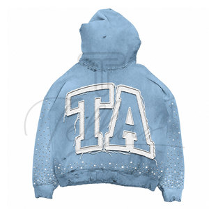 Nueva Llegada, Sudadera con Capucha para Hombre, Diseño Personalizado, con Pedrería, Estilo Desgastado, 100% Algodón, Felpa, Talla Grande, Venta al Por Mayor de Fábrica, Primavera - Product Image 1