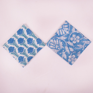 Blue Floral Cotton Bandana Face Cover 21x21 Inch <b>Square</b> <b>Scarf</b> Pocket <b>Square</b> Casual Spring Summer Breathable Hand Drawn Pattern - Product Image 2