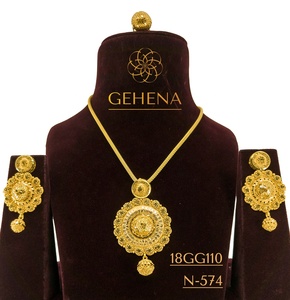 Conjunto de Collar y Aretes de Diseño, Chapado en Oro de 24K, 5 Gramos, Latón, Corto y Largo, Hermoso, Moderno, Nuevo, Personalizado, Gargantilla para Mujer, Sexy - Product Image 1