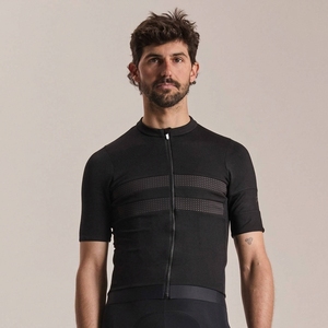 Maillot de Ciclismo Negro de Manga Corta para Hombre, Ropa Deportiva, Top de Ciclismo con Cremallera Frontal Completa y Diseño de Panel de Malla - Product Image 4