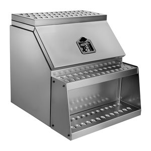 24\" X 27.5\" X 25.4\" Heavy Duty Aluminum Semi-Truck <b>Side</b> Mount Tool Box Waterproof <b>Side</b> Storage Saddle Step Box - Product Image 1