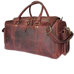 Bolsa de Viaje de Gran Capacidad, Bolsa de Fin de Semana Clásica, Bolsa de Mano para Pasar la Noche, Bolsa de Viaje de Cuero Genuino para Viajes - Product Image 1