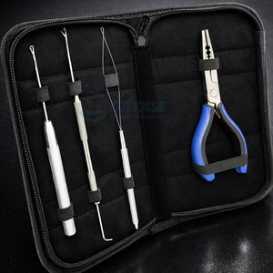 Kit d'outils professionnels pour extensions de cheveux, 4 pièces, pinces de 7 pouces, enfileur à boucle, aiguille à tirer, crochet pour extensions - Product Image 5