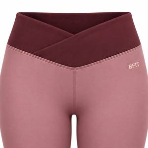 Women’s Crossover Waist Workout <b>Leggings</b> with Curved <b>Knee</b> Seam Detail High Waisted Full <b>Length</b> <b>Leggings</b> - Product Image 5