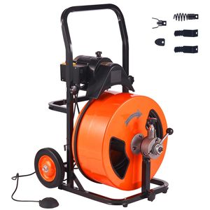 Macchina per la pulizia delle fognature da 30 metri x 3/4 di pollice con alimentazione automatica e 4 lame, attivazione ad aria - Product Image 1
