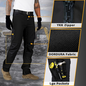 <b>Men's</b> Black Workwear Cargo Pants Multi-Pocket Canvas <b>Stretch</b> Quick Dry Midweight Straight Fit for Outdoor Use - Product Image 5