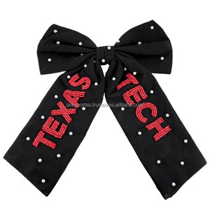 Moño para el Cabello Personalizado para Niñas, con Cuentas Grandes, de Tela Satinada, Rectangular, para Bodas y Fiestas, en Caja de Cartón - Product Image 5