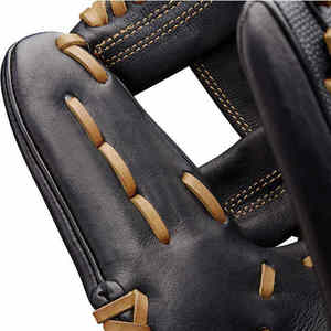 <b>Baseball</b> Glove Woven Black Leather Orange Stitching Full Finger H-Web Design Left Handed Throw Durable Infield for Players - Product Image 5