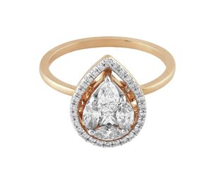 Wholesale 14K Rose Gold Pear Diamond Halo Cluster <b>Ring</b> Teardrop Real Diamond Engagement <b>Ring</b> For Women <b>Dainty</b> Fine Jewelry - Product Image 1