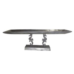 Plateau à dessert moderne de luxe en aluminium écologique avec base en forme de cheval de mer, plateaux décoratifs pour les fêtes, les événements et la maison - Product Image 1