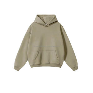 Venta al por mayor de peso pesado llano Otoño e Invierno juventud suelta Casual marca de moda 450G Terry algodón hombres con capucha sin cuerda Sudadera con capucha - Product Image 3