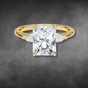 Anillo de diamantes cultivados en laboratorio con certificación IGI, anillo radiante de oro amarillo de 14K/18K con tres diamantes en forma de pera, anillo de compromiso para mujer, joyería fina. - Product Image 1