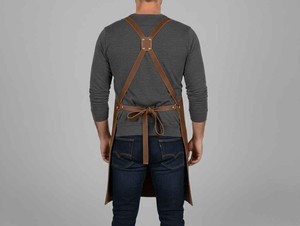 Sleek Black Leather Apron Professional Uniform for Modern Service Industry High Quality Genuine Leather Smell Proof Casual - Product Image 4