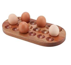 Support à œufs en bois pour comptoir, plateaux de rangement empilables pour œufs frais, organisateur rustique pour œufs farcis, conteneur à œufs - Product Image 3