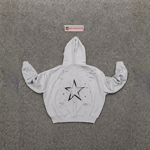 Sweat à capuche zippé oversize gris clair moderne, streetwear unisexe épais, style vintage Y2K brodé, vêtement de mode polyvalent de qualité supérieure - Product Image 6