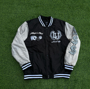 Chaqueta Letterman Personalizada de Alta Calidad con Mangas de Cuero Genuino y Lana Texturizada Negra, Chaqueta Bomber de Lujo Extra Grande con Marca Personalizada - Product Image 1